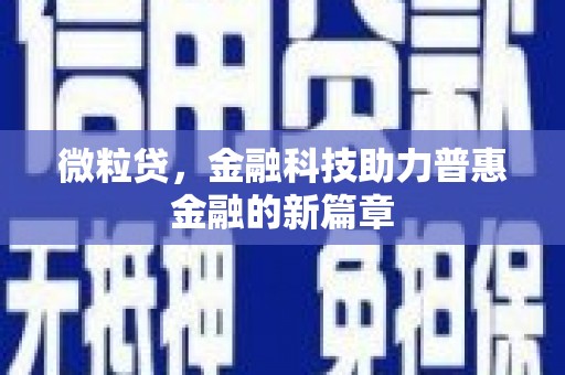 暖暖微粒贷，金融科技助力普惠金融的新篇章