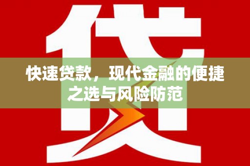 普湾新区快速贷款，现代金融的便捷之选与风险防范