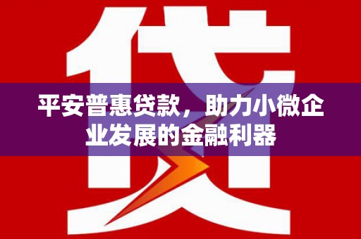 乌丘平安普惠贷款，助力小微企业发展的金融利器